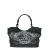 トリーバーチ ロゴ ハンドバッグ トートバッグ ブラック レザー レディース Tory Burch 【中古】